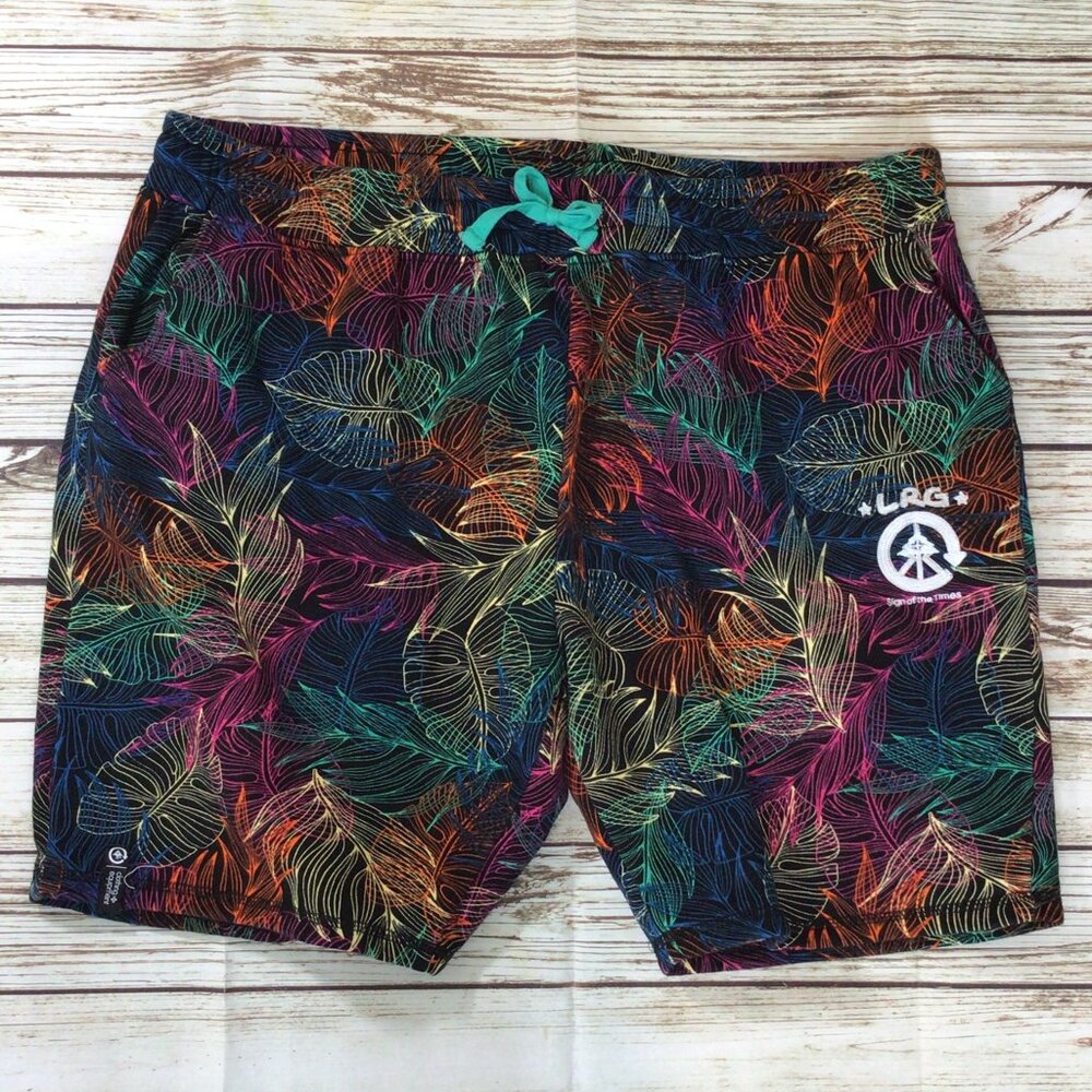LRG Men’s Multicolor Leaf-Print Swim/Board Shorts